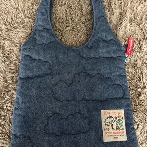 Coach Denim Tote Bag with Brown Logo Patch